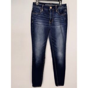 American Eagle Hi-Rise Jegging Women 2 Short Blue Good Dark Wash High Waisted
